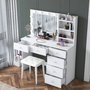 Hanah Home Mesa de Maquillaje con 10 Focos y Puff Blanco